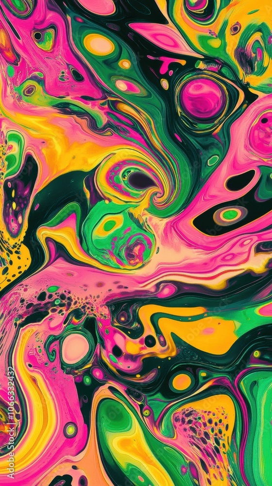 A psychedelic swirl pattern, with bold, vibrant colors like neon pink, green, and yellow A psychedelic swirl pattern, with bold, vibrant colors like neon pink, green, and yellow