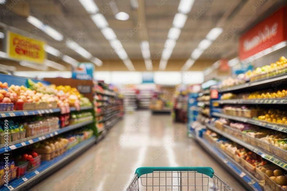 a view of supermarket with a blurred bokeh effect of a supermarket aisle a view of supermarket with a blurred bokeh effect of a supermarket aisle