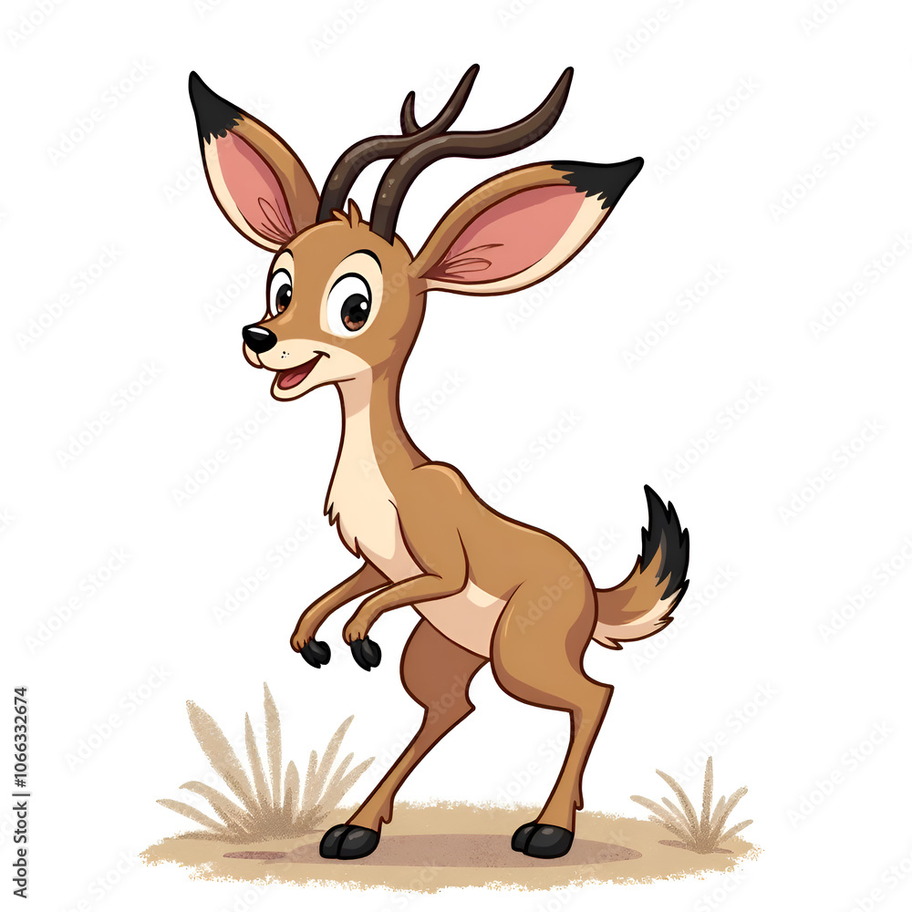 Obraz premium Embrace the whimsy of nature with this cheerful cartoon deer character , digital illustration of character design concept.