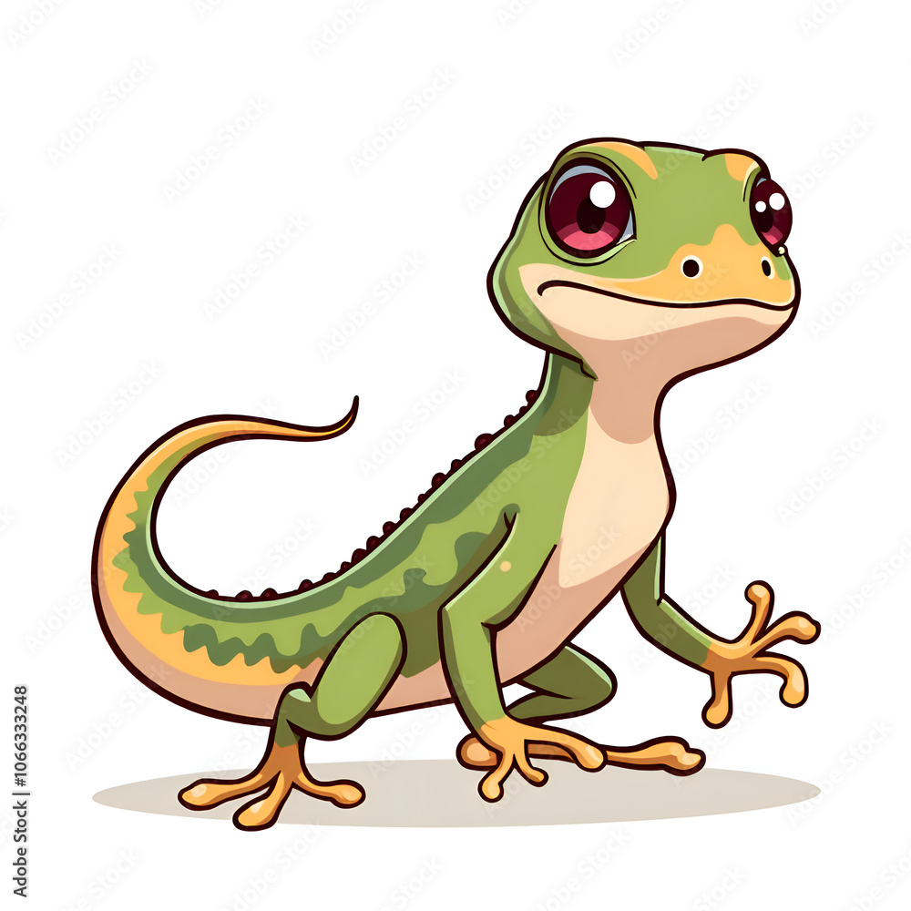 Fototapeta premium Embrace the charm of nature through a whimsical lizard illustration full of life, digital illustration of character design concept.