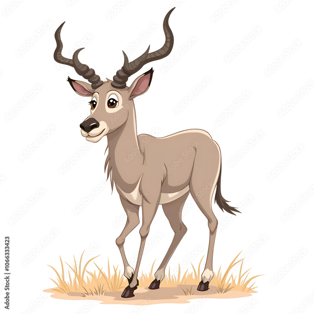 Fototapeta premium Embrace the spirit of the wild with a playful antelope in a vibrant landscape, digital illustration of character design concept.