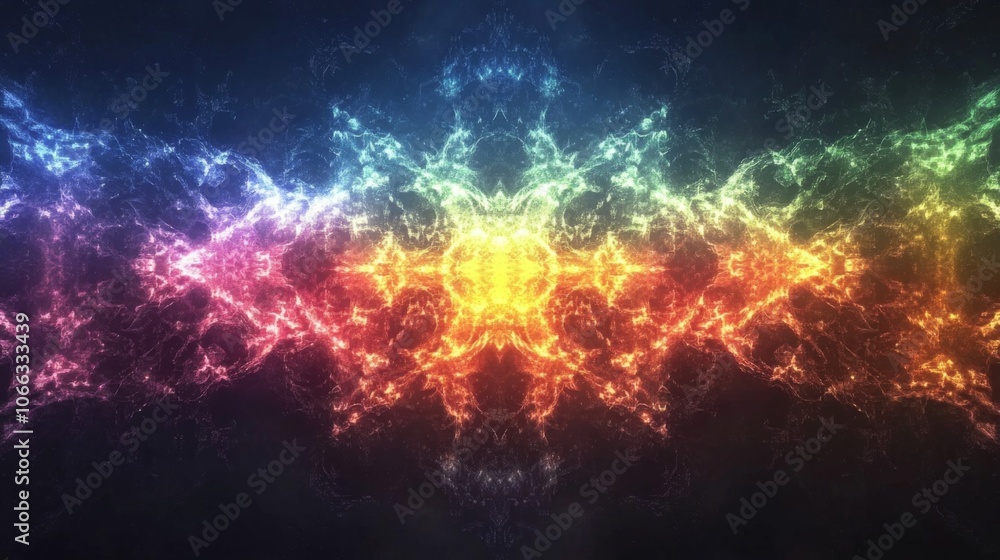 Abstract Colorful Glowing Particles in a Dark Background Abstract Colorful Glowing Particles in a Dark Background