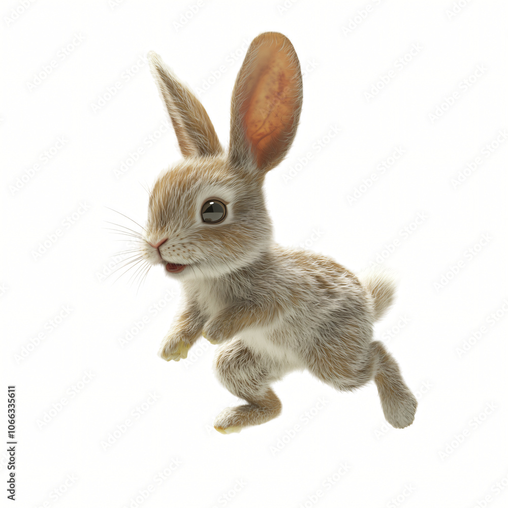Fluffy Baby Rabbit on White Background Fluffy Baby Rabbit on White Background