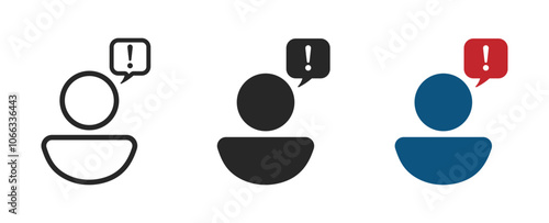 Complaint icons for customer service and communication support. Poor feedback icon or sign