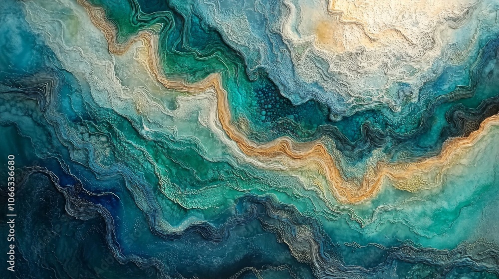 Abstract Ocean Depths with Layered Textures in Blues and Greens Abstract Ocean Depths with Layered Textures in Blues and Greens