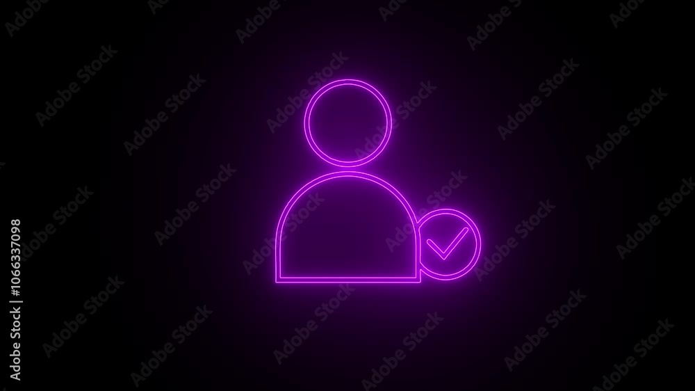 Neon Identification access concept man icon animation with dark background. Neon Identification access concept man icon animation with dark background.