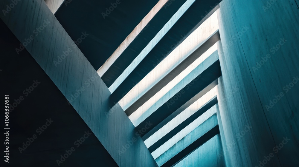 A modern architectural design featuring angular lines and natural light. A modern architectural design featuring angular lines and natural light.