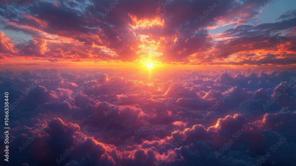 Fototapeta premium Golden Sunset Above the Clouds