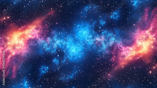 Cosmic Nebula with Vibrant Colors and Scattered Stars