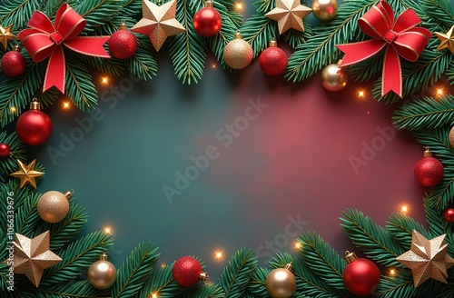 christmas, Christmas tree, decorations, holiday, hall, celebration, winter, branches, decorations, pines, new year, green, season, golden, postcard, December, gift, Christmas tree, decor, frame, red, 