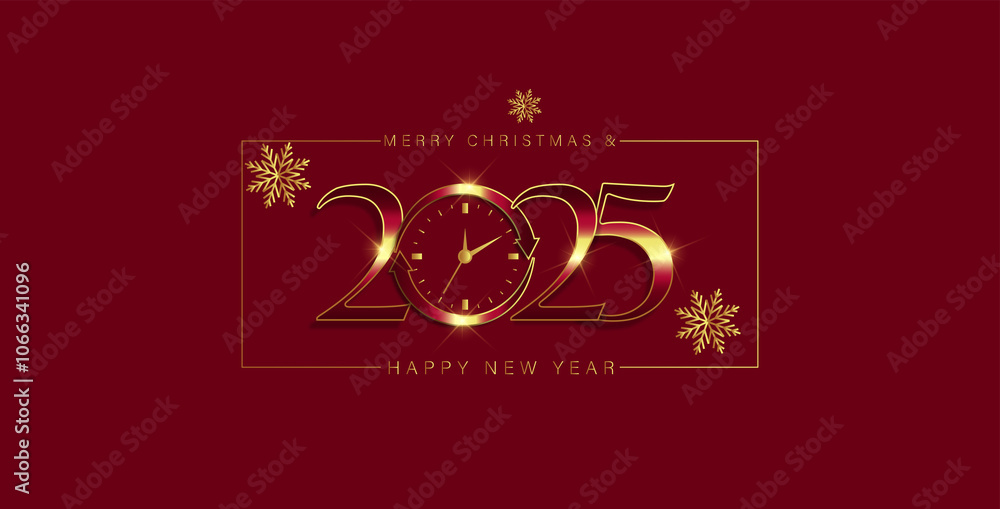 Merry Christmas And Happy New Year 2025 Stunning And Very Beautiful Design With Beautiful Clock Merry Christmas And Happy New Year 2025 Stunning And Very Beautiful Design With Beautiful Clock