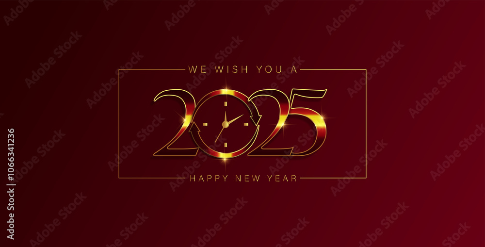 We Wish You a Happy New Year 2025 Stunning And Very Beautiful Design With Beautiful Clock We Wish You a Happy New Year 2025 Stunning And Very Beautiful Design With Beautiful Clock