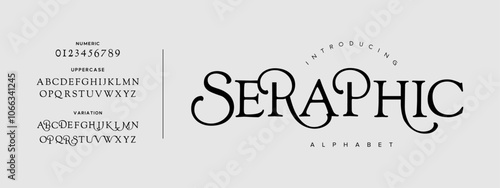 Seraphic typography beauty fashion elegant minimalist serif italic fonts decorative wedding vintage retro logos. Minimal luxury font alphabet logo. Vector illustration