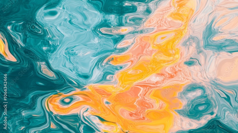 Abstract Swirling Pattern in Teal, Yellow, and Peach Abstract Swirling Pattern in Teal, Yellow, and Peach