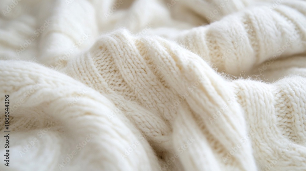 Close-up of a White Knit Fabric with Intricate Texture Close-up of a White Knit Fabric with Intricate Texture