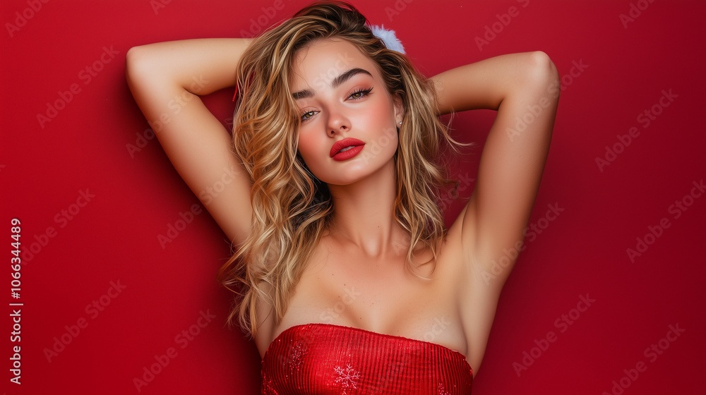 Fototapeta premium beautiful woman Santa