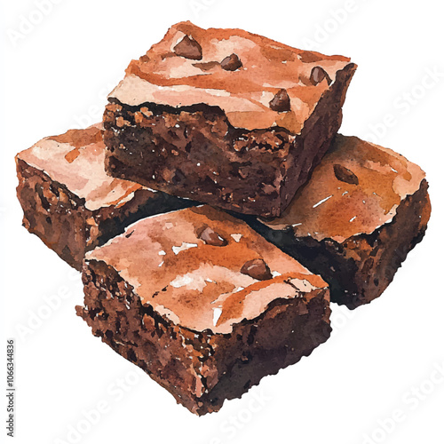 Brownies watercolor clipart illustration