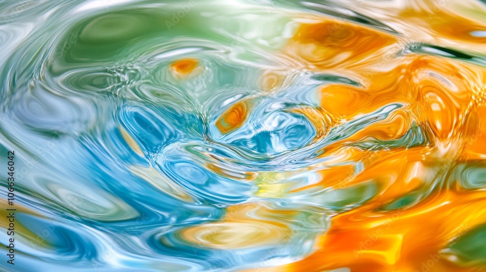 Abstract Swirling Water Surface with Blue and Orange Colors Abstract Swirling Water Surface with Blue and Orange Colors