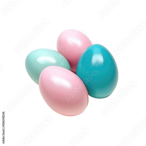 Colorful Easter Eggs on White Background