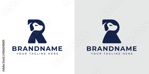 Letter R Dog Logo Set, symbolizing loyalty, playfulness, and companionship