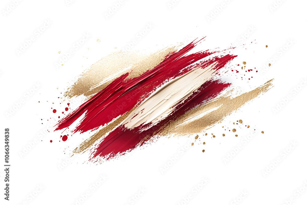 Red and gold grunge brush strokes paint isolated white background. Red and gold grunge brush strokes paint isolated white background.