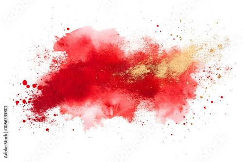 Red paint splash on grunge background with splatters and stains