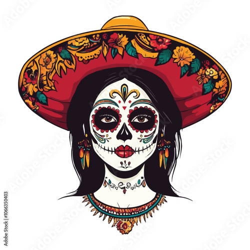 mexican skull with sombrero