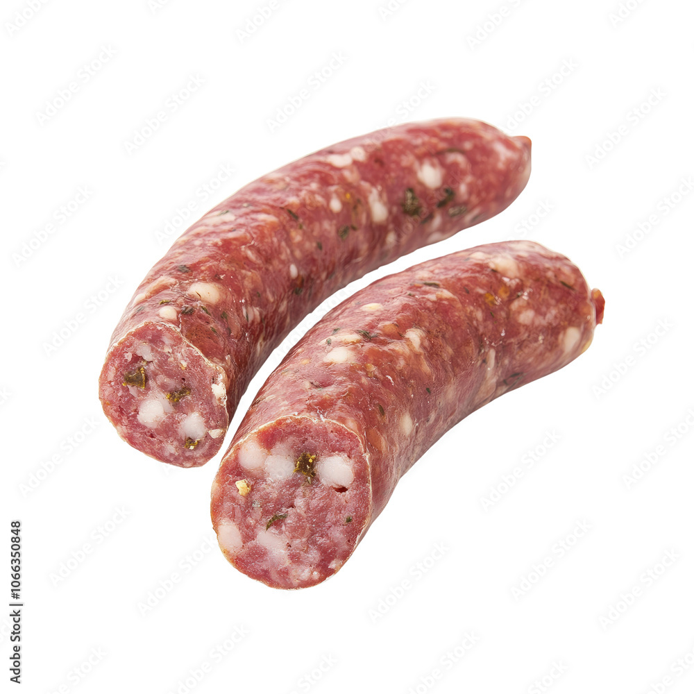 Two Fresh Raw Sausages on White Background Two Fresh Raw Sausages on White Background