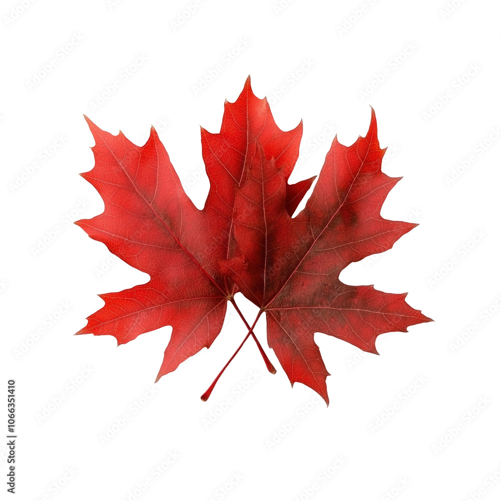 Two Red Maple Leaves Isolated on White Background Two Red Maple Leaves Isolated on White Background