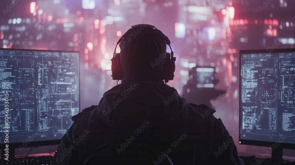 Silhouette of a hacker in front of a computer. This image is great for any projects related to hacking, cyber security, or the dark web. Silhouette of a hacker in front of a computer. This image is great for any projects related to hacking, cyber security, or the dark web.