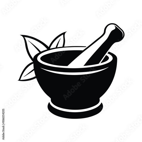mortar and pestle with herbs