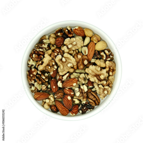 Mix of Nuts and Almonds in a White Bowl