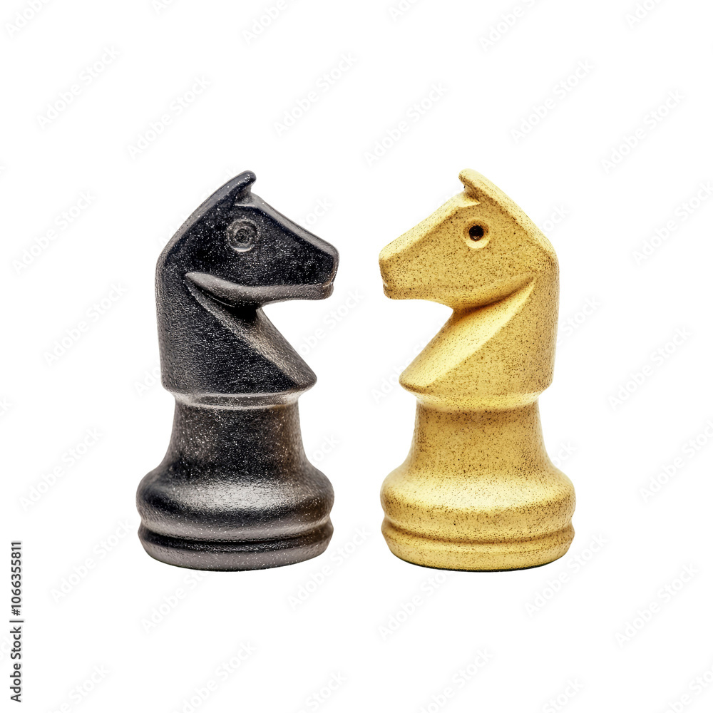 Black and White Chess Knights Facing Each Other Black and White Chess Knights Facing Each Other