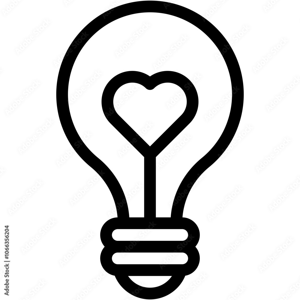 Vector Icon Light Bulb, Passion, Romantic, Electronics, Heart Vector Icon Light Bulb, Passion, Romantic, Electronics, Heart
