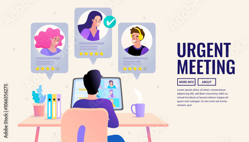 online meeting work form home. video conference concept. Vector illustrations flat design.