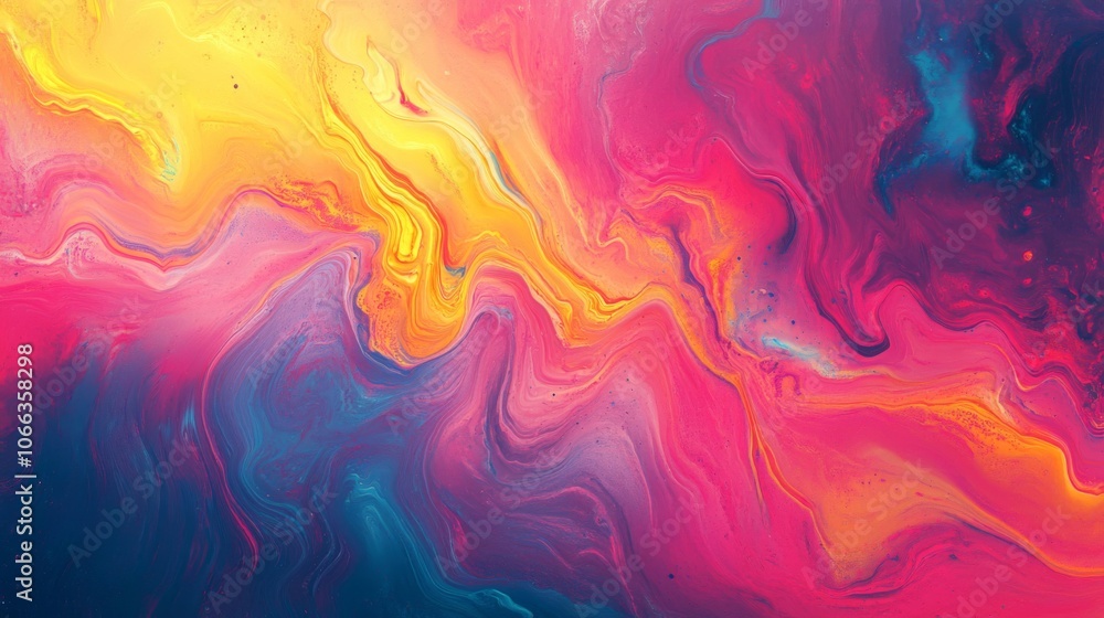 Abstract Swirling Yellow, Pink, and Blue Paint Abstract Swirling Yellow, Pink, and Blue Paint