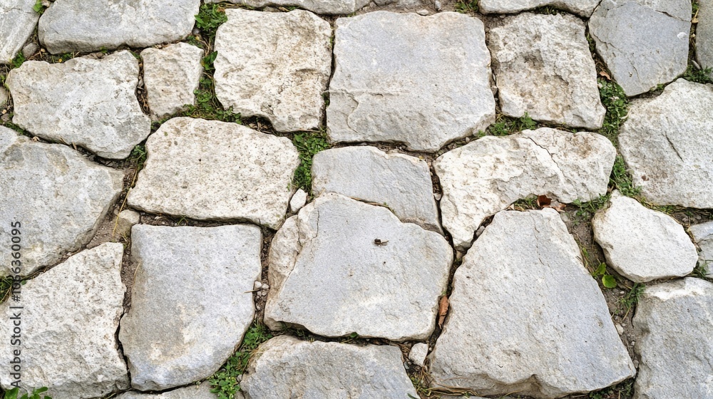 Irregularly Shaped Stone Pathway with Green Patches Irregularly Shaped Stone Pathway with Green Patches