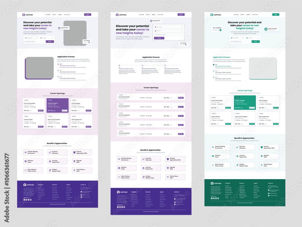 Modern Website Template For Business. Design for job search landing page