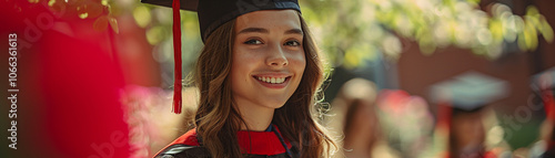 A proud graduate celebrates achievement while receiving her diploma in a joyful ceremony photo