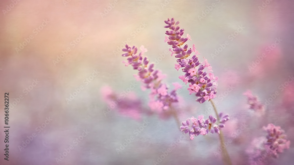 Naklejka premium Delicate Lavender Blooms in a Soft, Pastel Setting