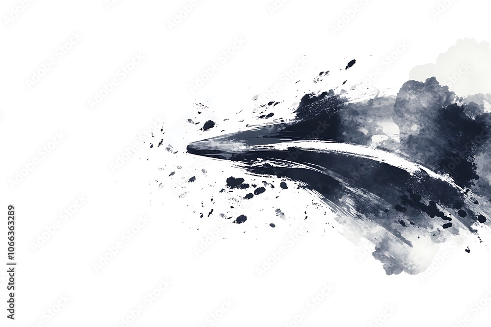 Obraz premium Grunge ink paint, black ink blot, abstract black water color on white background