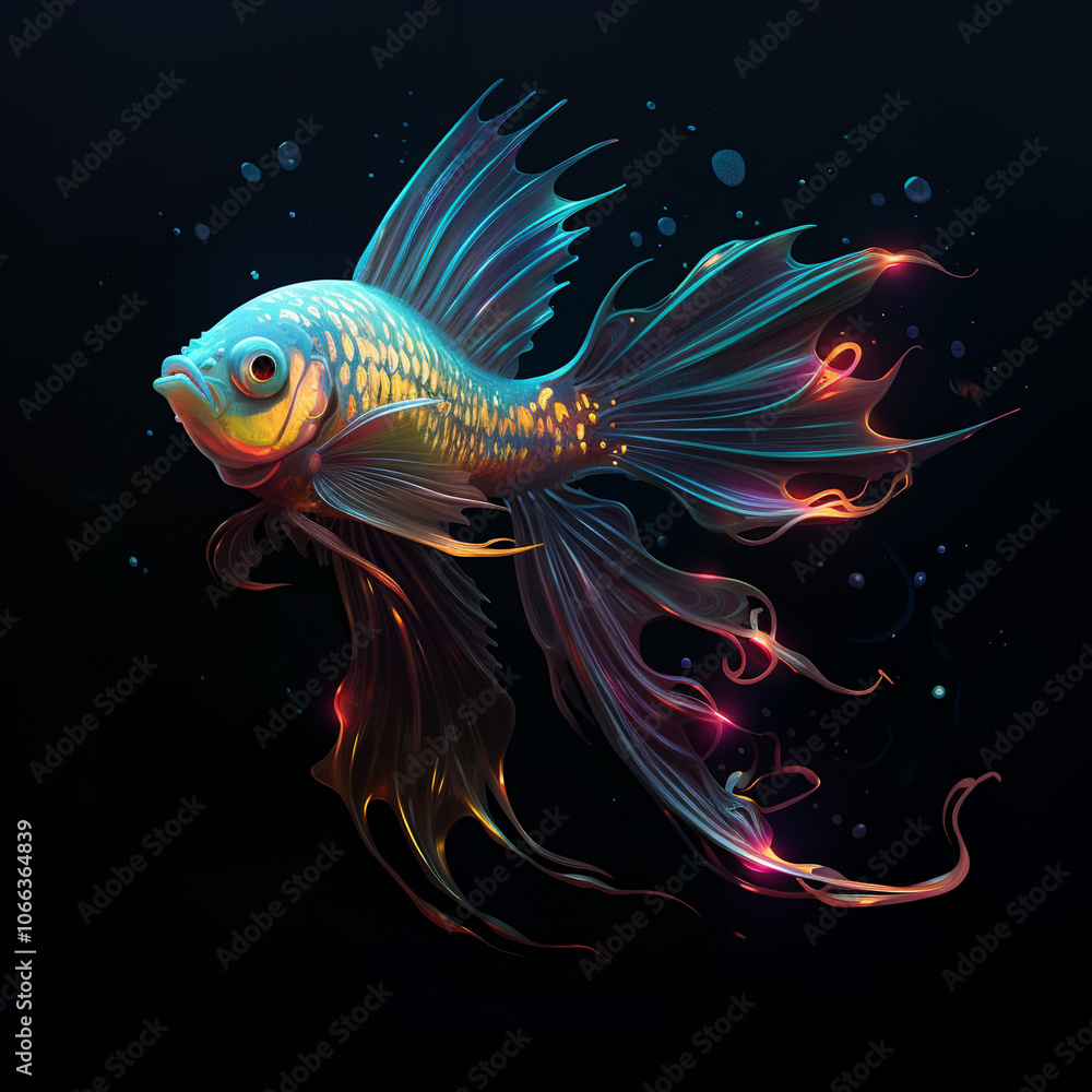 fish, Bioluminescence , neon lightning fish, Bioluminescence , neon lightning