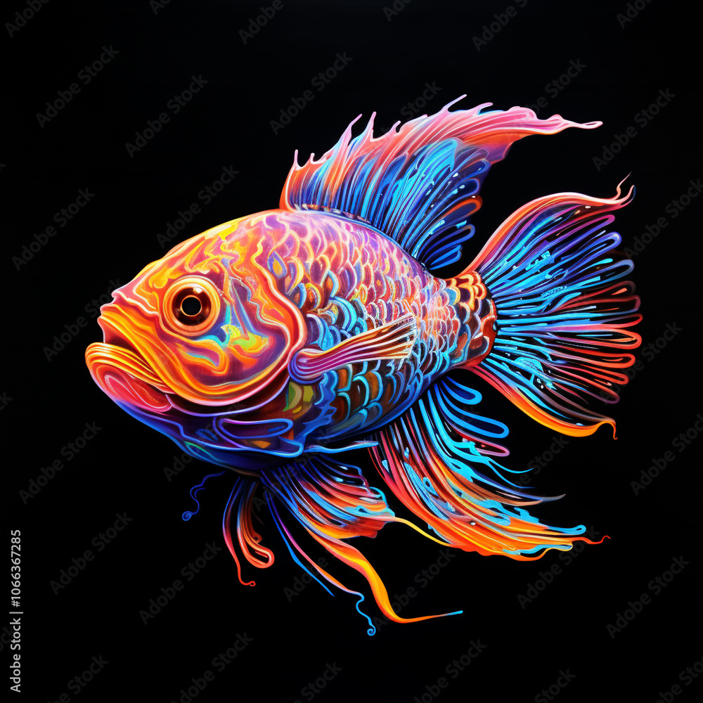 Fototapeta premium fish, epoypropyl uv reactive ink
