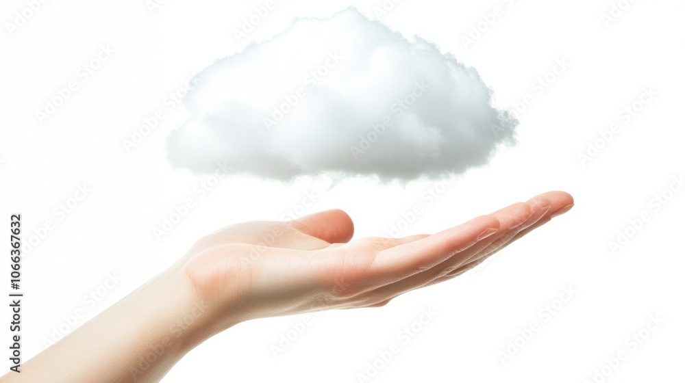 Cloud Computing: A hand gently cradles a fluffy, white cloud, symbolizing the power and accessibility of modern technology. The image represents the future of computing. Cloud Computing: A hand gently cradles a fluffy, white cloud, symbolizing the power and accessibility of modern technology. The image represents the future of computing.