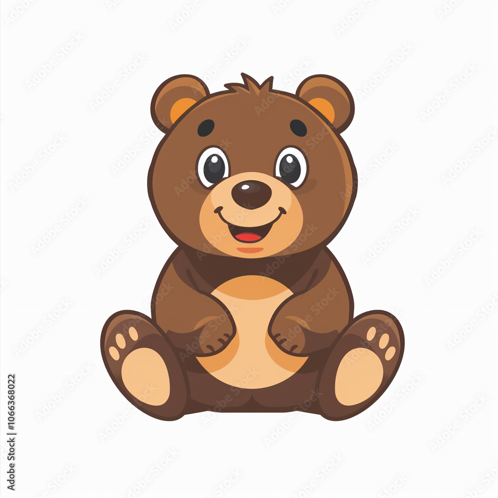flat logo vector cute bear playing cartoon vector icon illustration white background