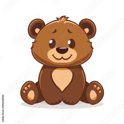 flat logo vector cute bear playing cartoon vector icon illustration white background