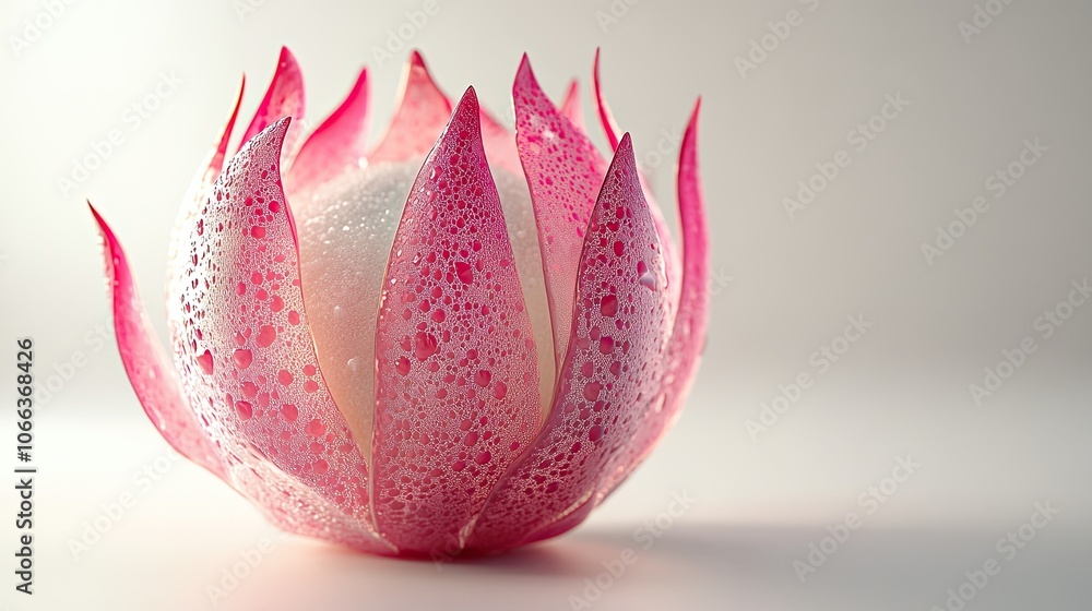 Exotic Glass Dragon Fruit in C4D with Bright Pink and White Hue Exotic Glass Dragon Fruit in C4D with Bright Pink and White Hue