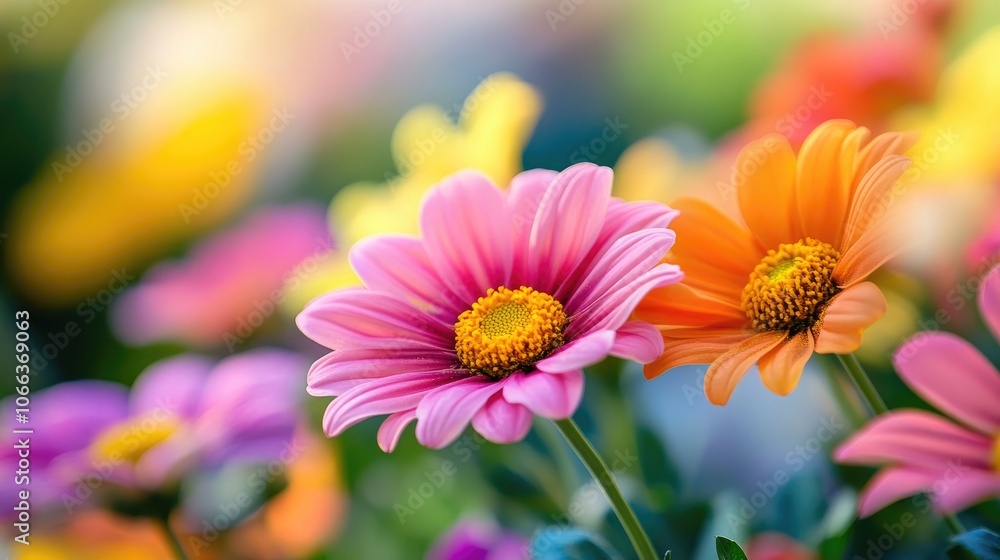 Obraz premium Romantic garden scene showcasing a close up of vibrant flowers in full bloom capturing the essence of romance and natural beauty
