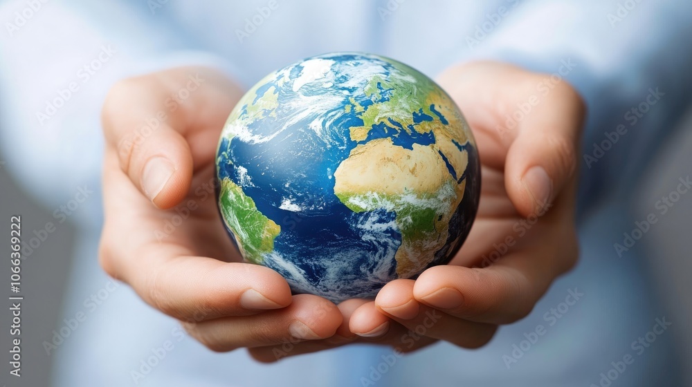 Hands holding the Earth with care and protection,generative ai Hands holding the Earth with care and protection,generative ai