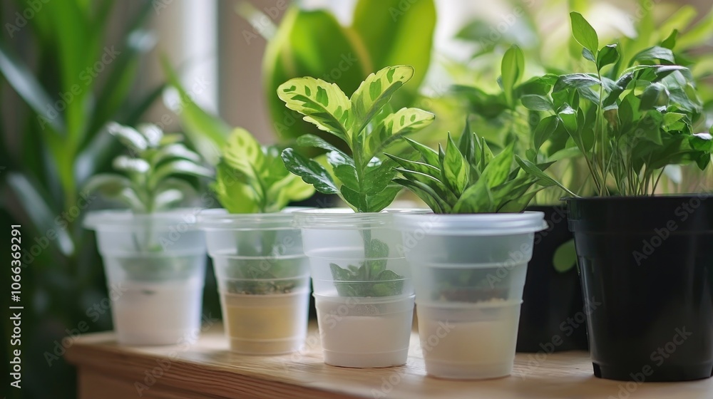 Repurposing old plastic coffee cups as a greenhouse for propagating houseplant cuttings in a high humidity environment Repurposing old plastic coffee cups as a greenhouse for propagating houseplant cuttings in a high humidity environment